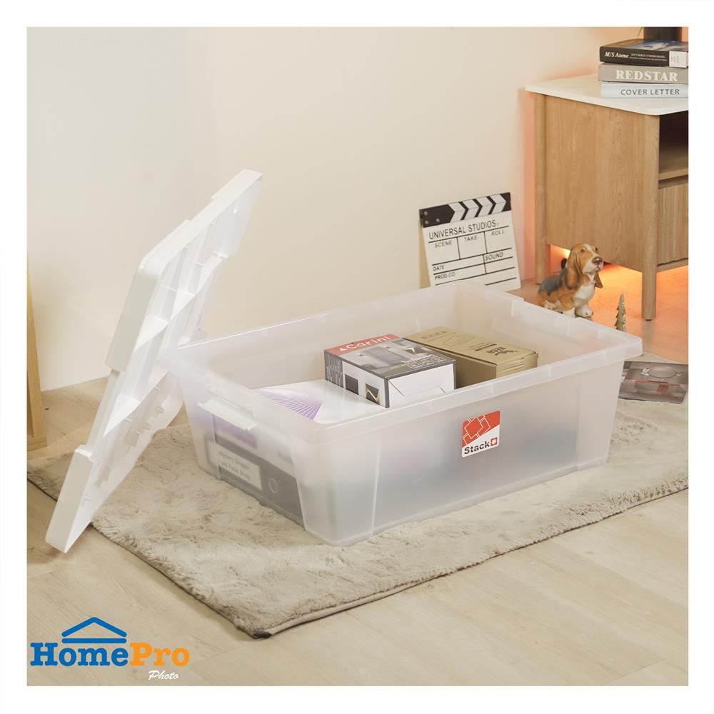 กล่องเก็บของ STACKO MORI SIZE L 85 ลิตร สีขาว/ใส
