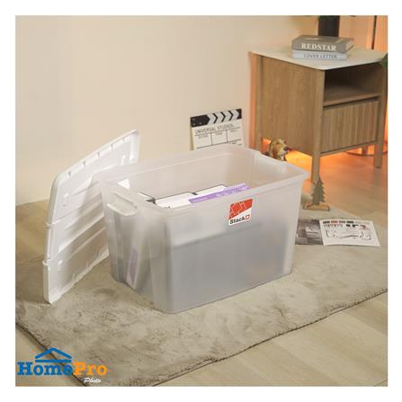 กล่องเก็บของ STACKO BULK 75 ลิตร สีขาว/ใส_4