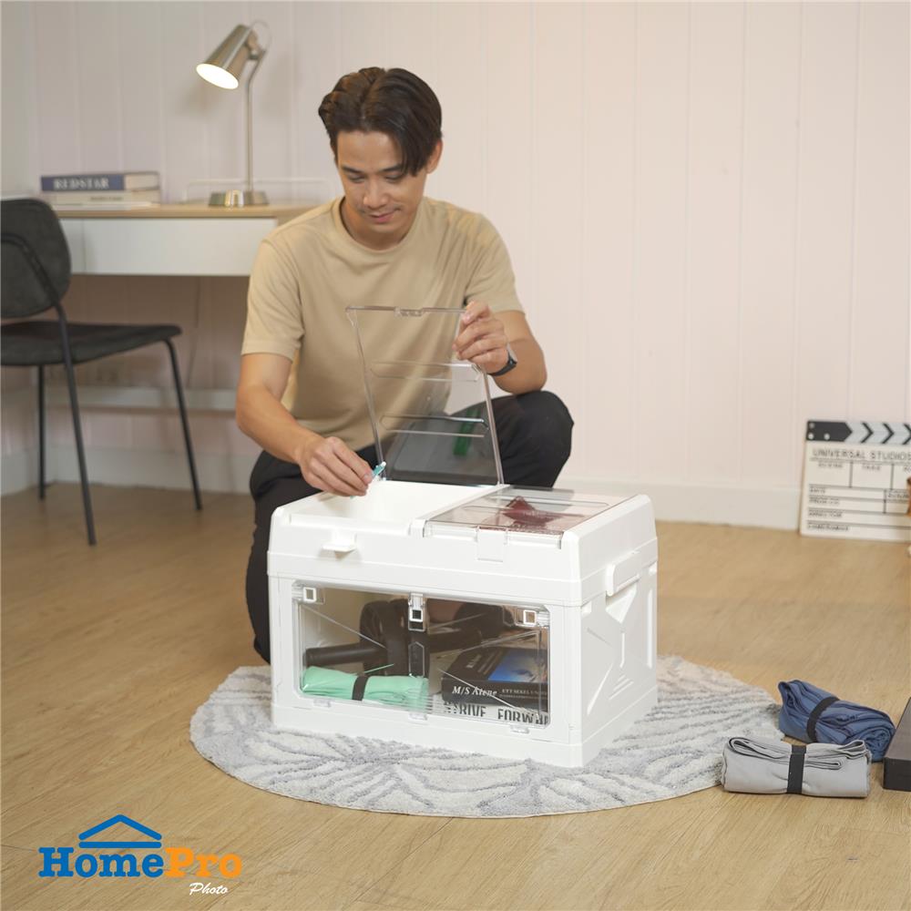 กล่องเก็บของพับได้ STACKO GLAM SIZE M 54x34.5x34.5 ซม. สีขาว