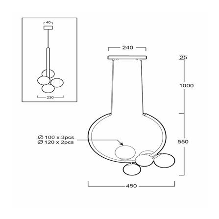 ไฟช่อ L&E 01-02907 สีทอง/ขาว 5 หัว_2