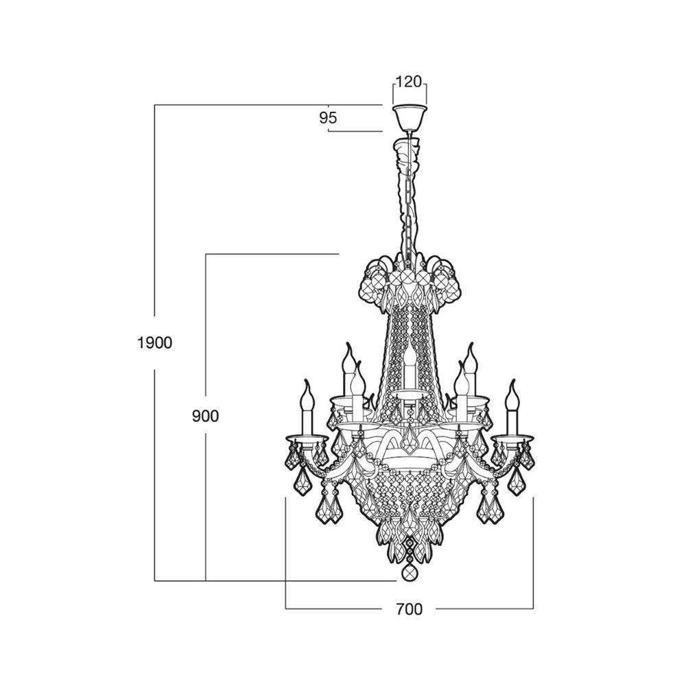 ไฟช่อ L&E 01-03099 สีทอง/ใส 18 หัว