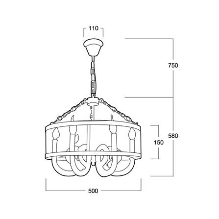 ไฟช่อ LUMAX 01-02978 สีดำ/น้ำตาล 6 หัว_2