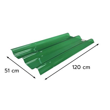 แผ่นโปร่งแสง ลอนคู่ ผิวเรียบ SUNSHIELD 1.2 มม. 0.51x1.2 ม. สีเขียว_5