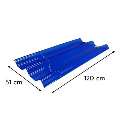 แผ่นโปร่งแสง ลอนคู่ ผิวเรียบ SUNSHIELD 1.2 มม. 0.51x1.2 ม. สีน้ำเงิน_5