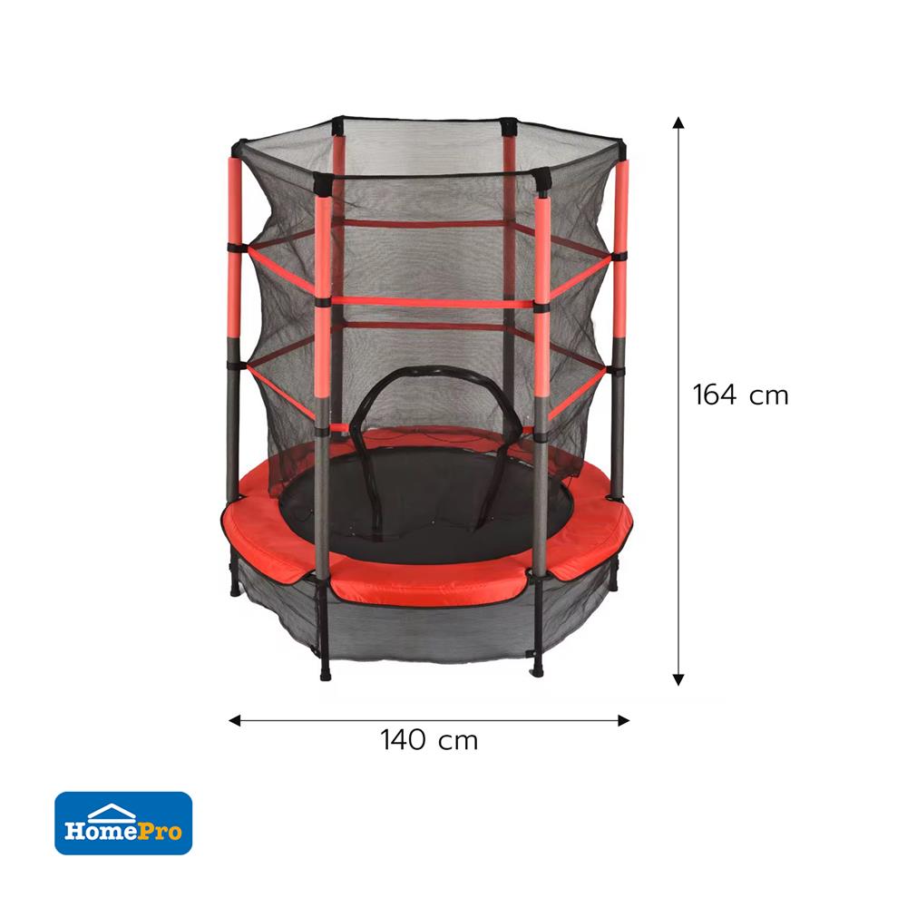 แทรมโพลีนพร้อมตาข่าย GRANDE JJM37 สีดำ/แดง