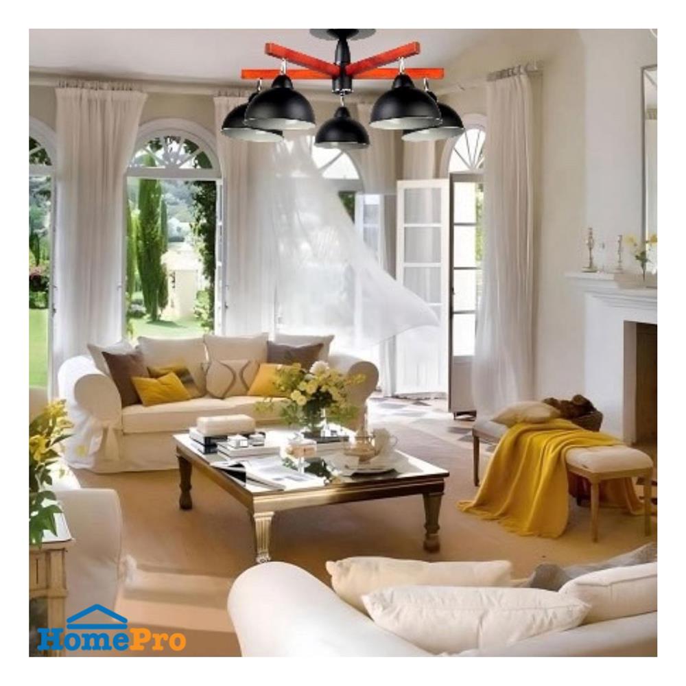 ไฟช่อ LUMAX 01-02557 สีดำ/น้ำตาล 5 หัว