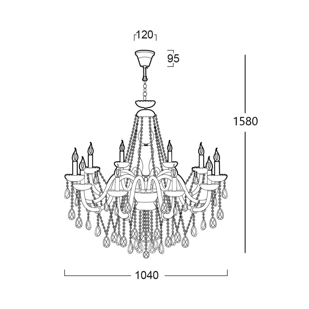 ไฟช่อ L&E 01-02748 สีเงิน/ใส 10 หัว