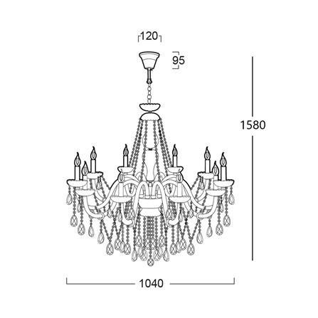 ไฟช่อ L&E 01-02748 สีเงิน/ใส 10 หัว_2