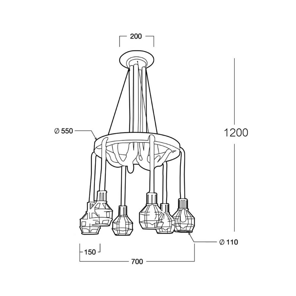 ไฟช่อ LUMAX 01-02975 สีดำ/น้ำตาล 6 หัว