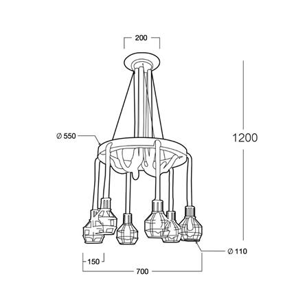 ไฟช่อ LUMAX 01-02975 สีดำ/น้ำตาล 6 หัว_2