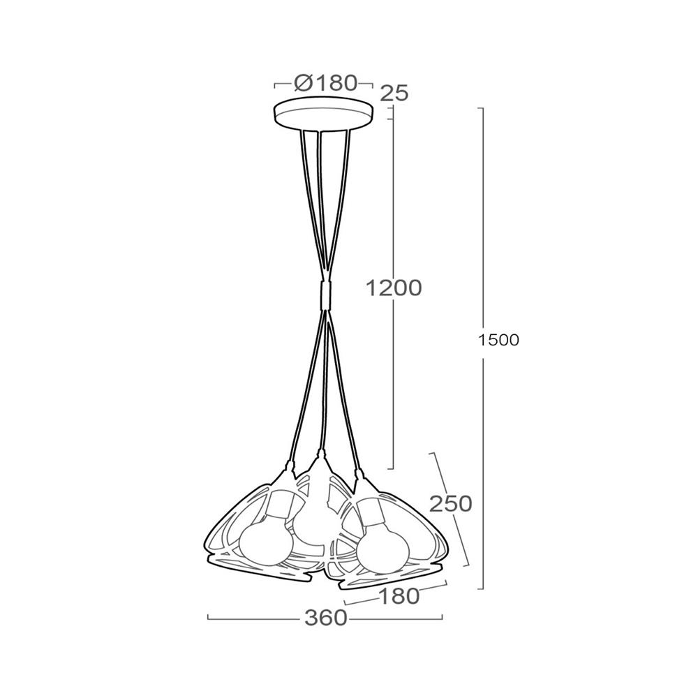 ไฟช่อ LUMAX 01-02455 สีดำ 3 หัว