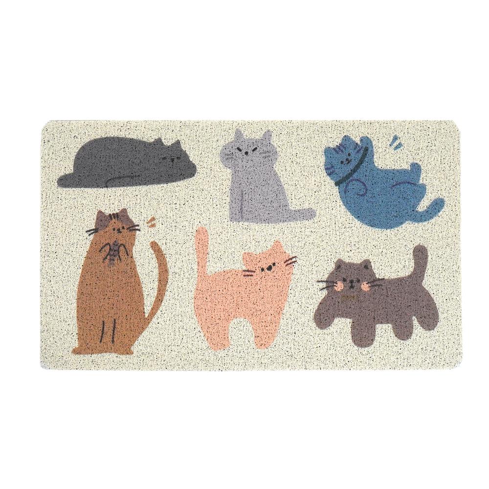พรมเช็ดเท้าดักฝุ่น SNAZZ CAT VILL 45x75 ซม. สีครีม