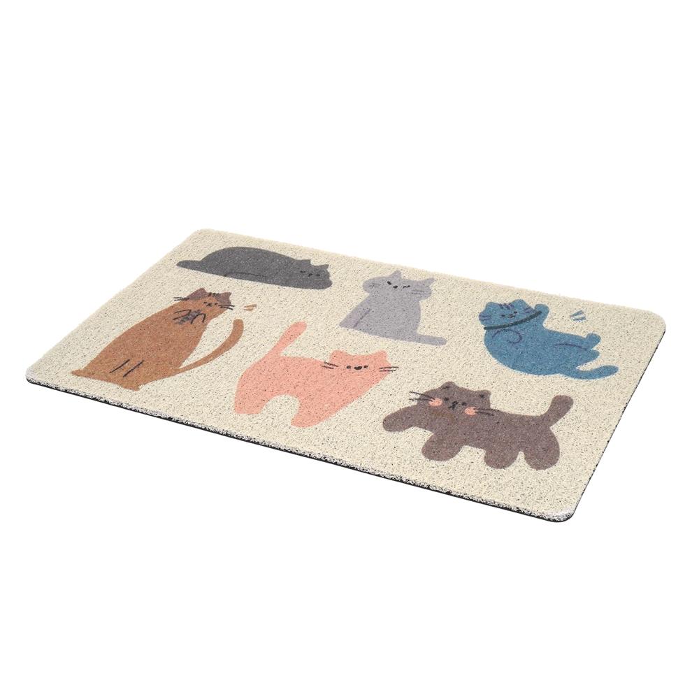 พรมเช็ดเท้าดักฝุ่น SNAZZ CAT VILL 45x75 ซม. สีครีม