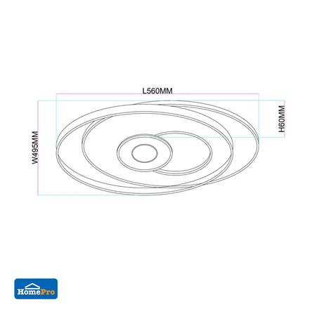 ไฟเพดาน LED CARINI CR124 22 นิ้ว 55 วัตต์ DAYLIGHT/COOL WHITE/WARM WHITE สีขาว_2