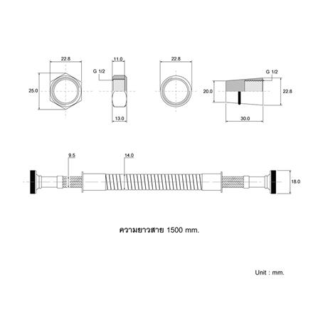 สายฝักบัวสเตนเลส MOYA 150CM MY-15392 150 ซม._5