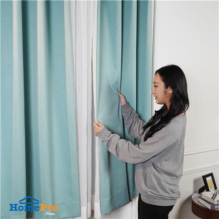 ผ้าม่าน EYELET HOME LIVING STYLE SOLID UV 130X160 ซม. สีฟ้า_6
