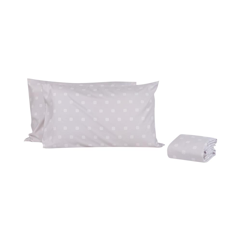 ชุดผ้าปูที่นอน 6 ฟุต (ชุด 3 ชิ้น) HOME LIVING STYLE DUO FLORA สี GREY (แพ็กคู่)
