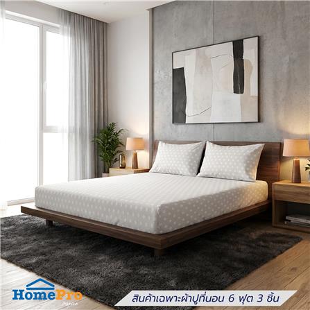 ชุดผ้าปูที่นอน 6 ฟุต (ชุด 3 ชิ้น) HOME LIVING STYLE DUO BOTANY สี LIGHT GREY (แพ็กคู่)_4