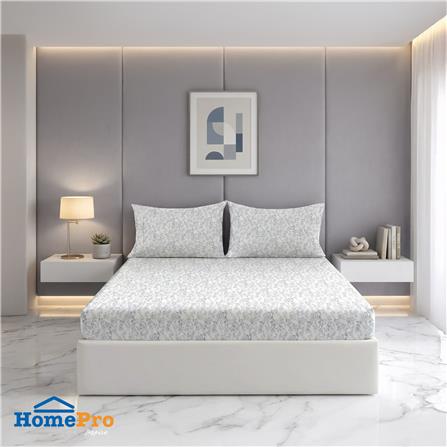 ชุดผ้าปูที่นอน 5 ฟุต (ชุด 3 ชิ้น) HOME LIVING STYLE DUO FLORA สี GREY (แพ็กคู่)_9