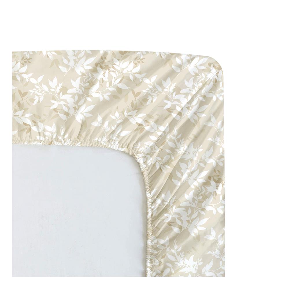 ชุดผ้าปูที่นอน 5 ฟุต (ชุด 3 ชิ้น) HOME LIVING STYLE DUO LEAFY สี BEIGE (แพ็กคู่)