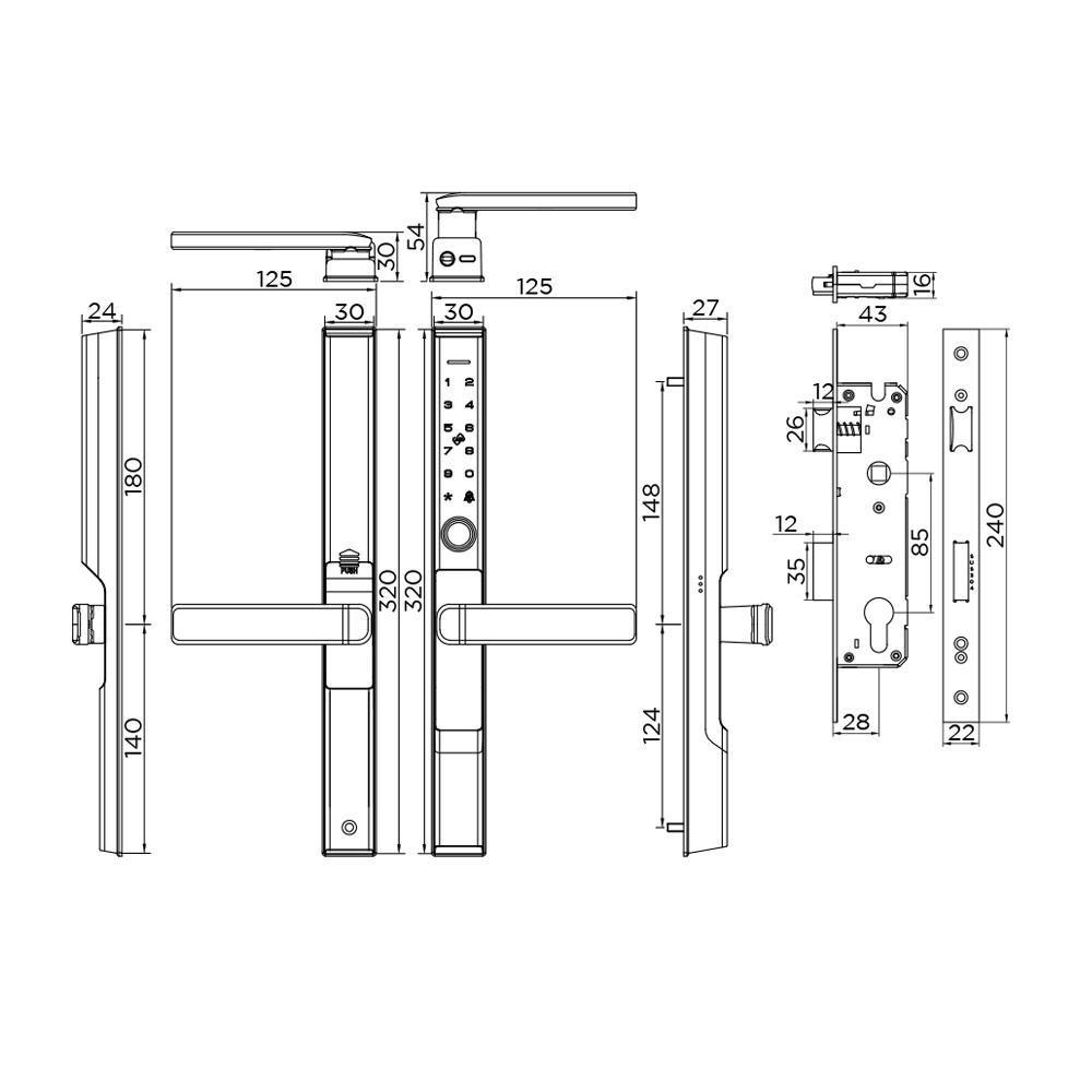 กลอนดิจิตอล ESTHER EAE-08-432-5 สีดำ