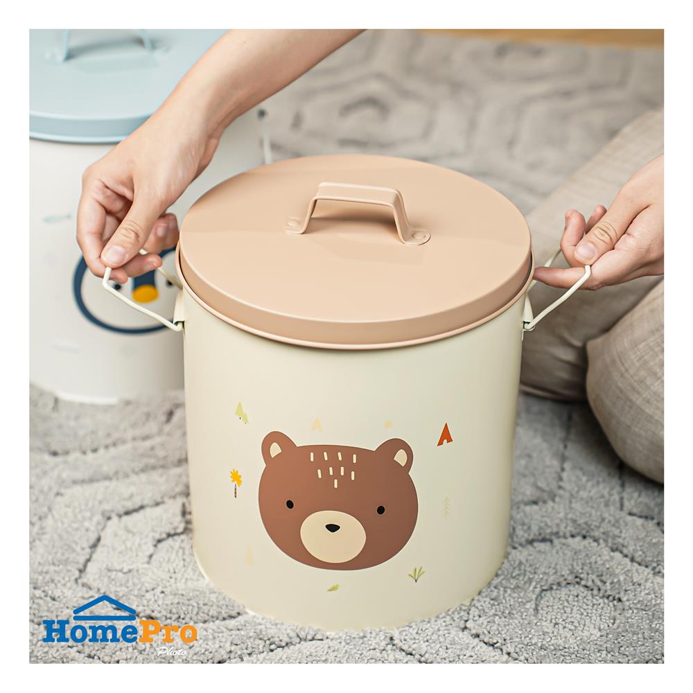 กล่องเหล็กเก็บของ STACKO LITTLE-B 22.8x22.8x26.5ซม. สีขาว/น้ำตาล