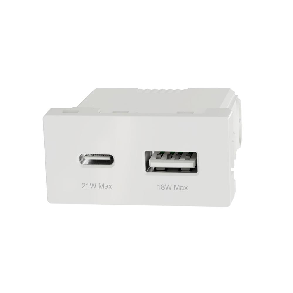 เต้ารับ USB-A 1 ช่อง TYPE-C 1 ช่อง SCHNEIDER M3TS_USB2_WE MILUZ สีขาว