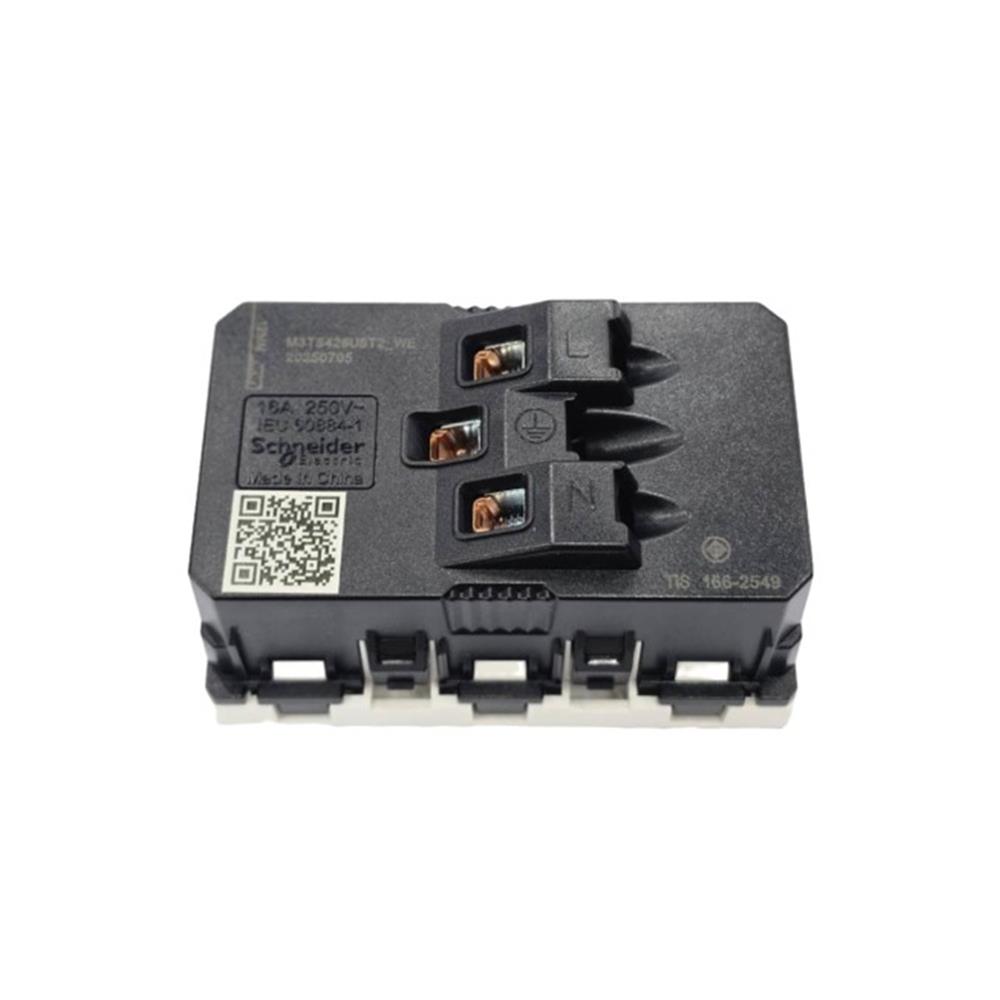 เต้ารับคู่ 3 ขา SCHNEIDER M3TS426UST2_WE MILUZ สีขาว