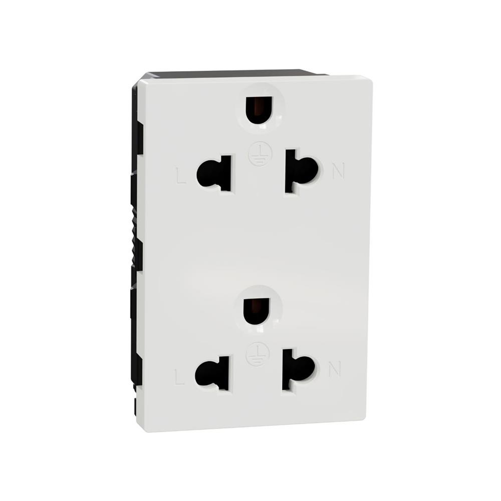 เต้ารับคู่ 3 ขา SCHNEIDER M3TS426UST2_WE MILUZ สีขาว