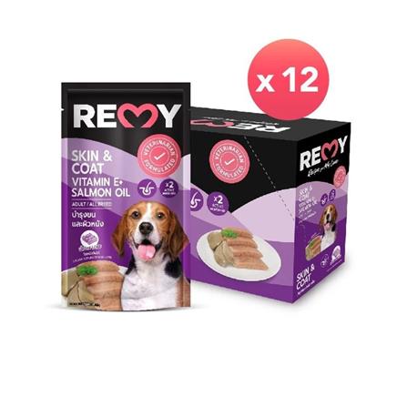 อาหารเปียกสุนัข REMY ไก่หน้าตับไก่ สูตรบำรุงขนและผิวหนัง (แพ็ก 12 ชิ้น)_0