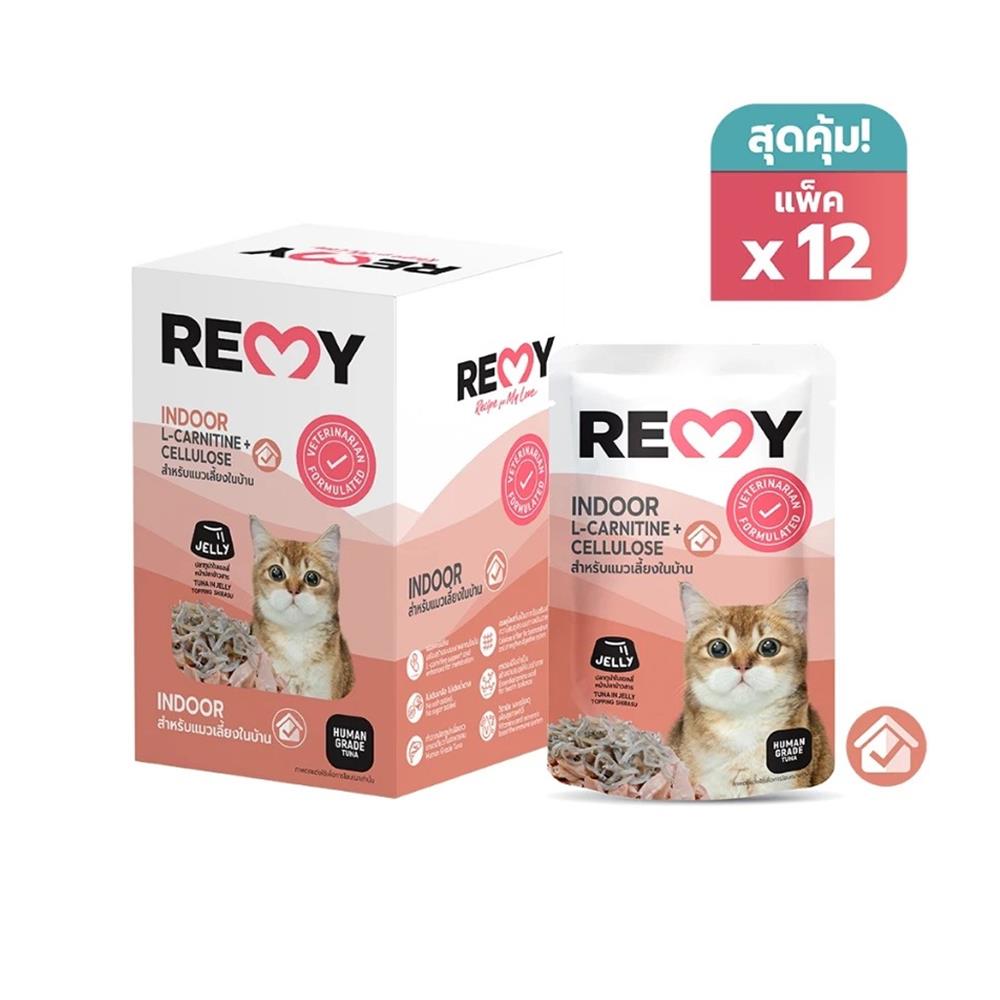 อาหารเปียกแมว REMY TUNA IN JELLY TOPPING SHIRASU (แพ็ก 12 ชิ้น)