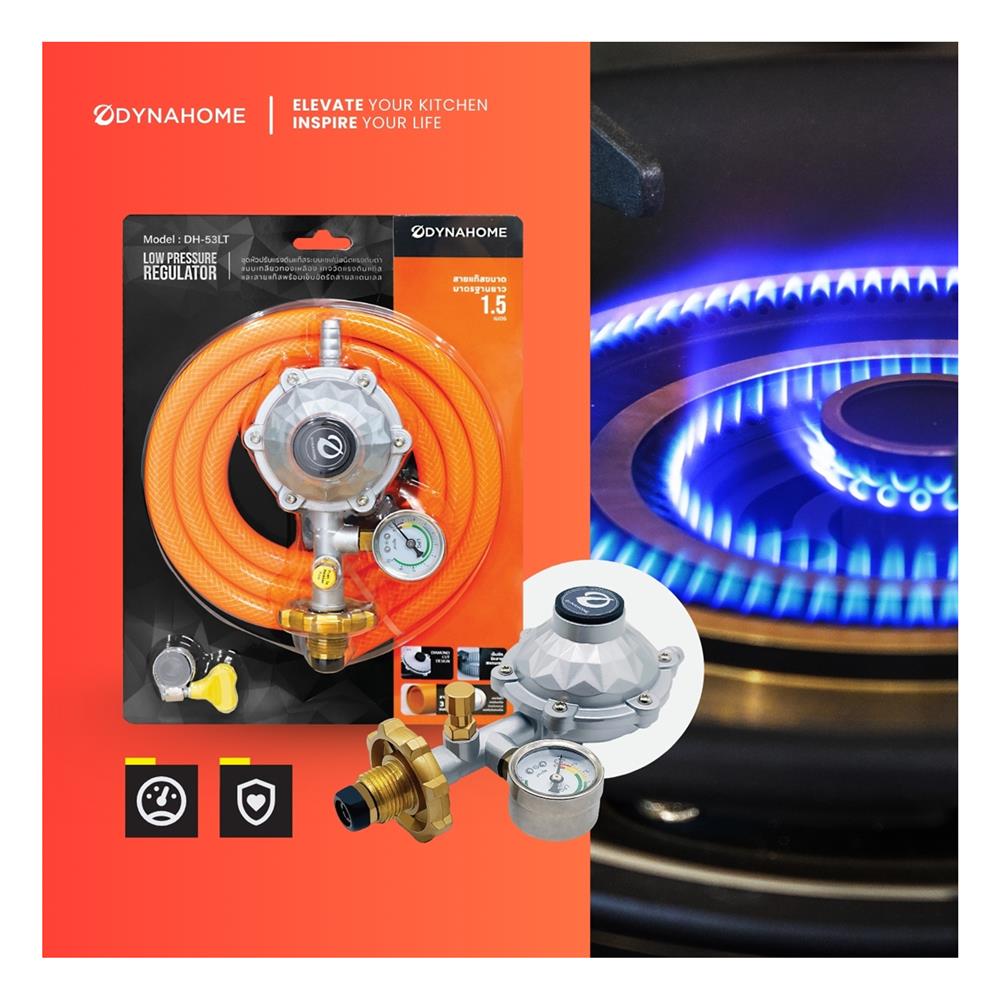 หัวปรับแรงดันต่ำเซฟตี้ พร้อมเกจวัด DYNA HOME DH-53LT