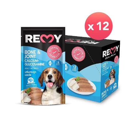 อาหารเปียกสุนัข REMY ปลาทูน่าหน้าปลาเนื้อขาว สูตรเสริมกระดูกและข้อ (แพ็ก 12 ชิ้น)_0