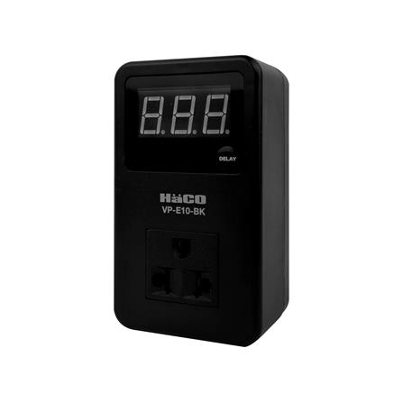 อุปกรณ์กันแรงดันไฟเกิน/ไฟตก พร้อมเต้ารับสามขา HACO 15 แอมป์ 180-260 โวลต์ สีดำ_1