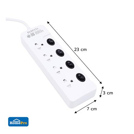 รางปลั๊กไฟ 4 ช่อง 4 สวิตช์ ELECKTA ET02-4402 10 แอมป์ 5 เมตร_5