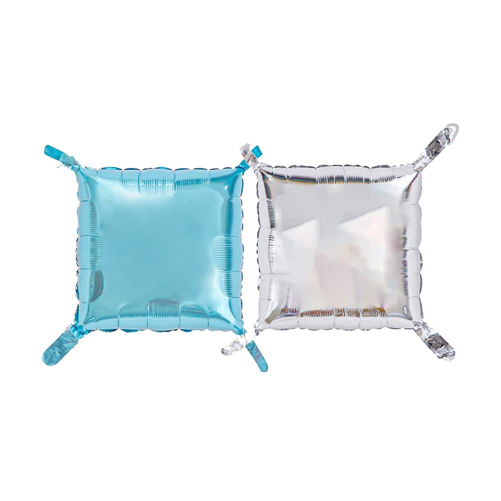 ลูกโป่งฟอยล์ทรงสี่เหลี่ยม SNAZZ 11 นิ้ว สีฟ้า-เงิน