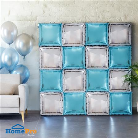 ลูกโป่งฟอยล์ทรงสี่เหลี่ยม SNAZZ 11 นิ้ว สีฟ้า-เงิน_1