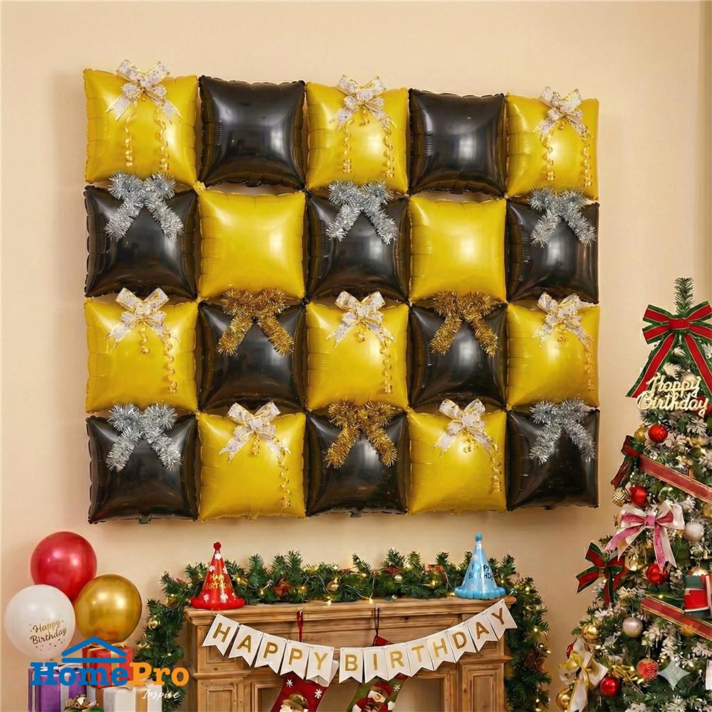 ลูกโป่งฟอยล์ทรงสี่เหลี่ยม SNAZZ 11 นิ้ว สีทอง-ดำ