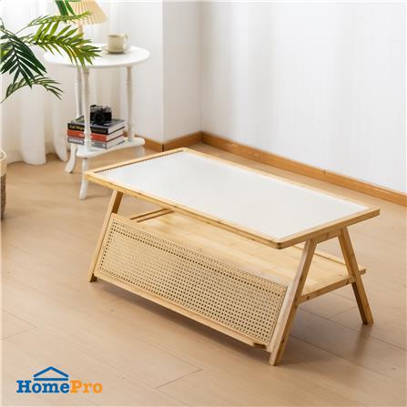 โต๊ะกลางเหลี่ยม FURDINI WAVE สี NATURAL/กระจกลอน_5