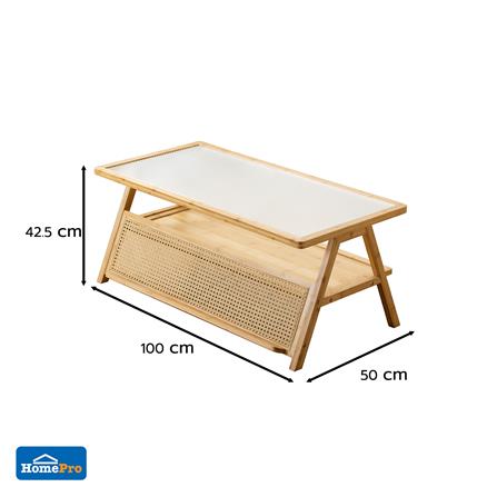 โต๊ะกลางเหลี่ยม FURDINI WAVE สี NATURAL/กระจกลอน_7