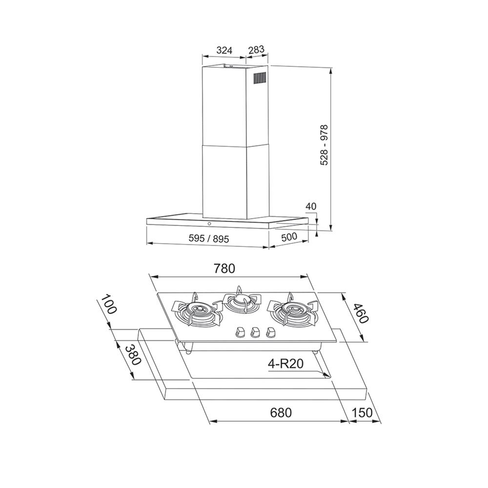 เตาฝัง+เครื่องดูดควัน FRANKE FHG8312+ARNO90XS