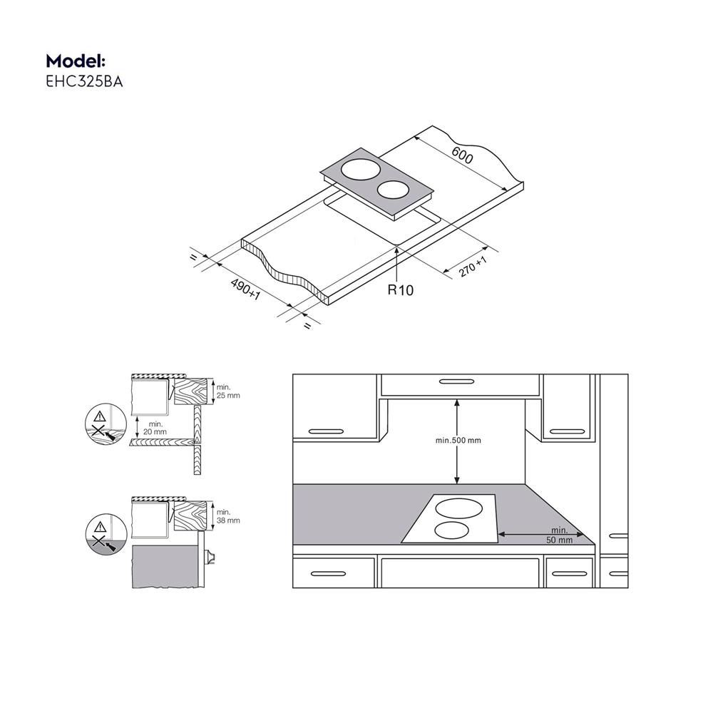 เตาฝัง+เครื่องดูดควัน ELECTROLUX EHC325BA+ECP6541B