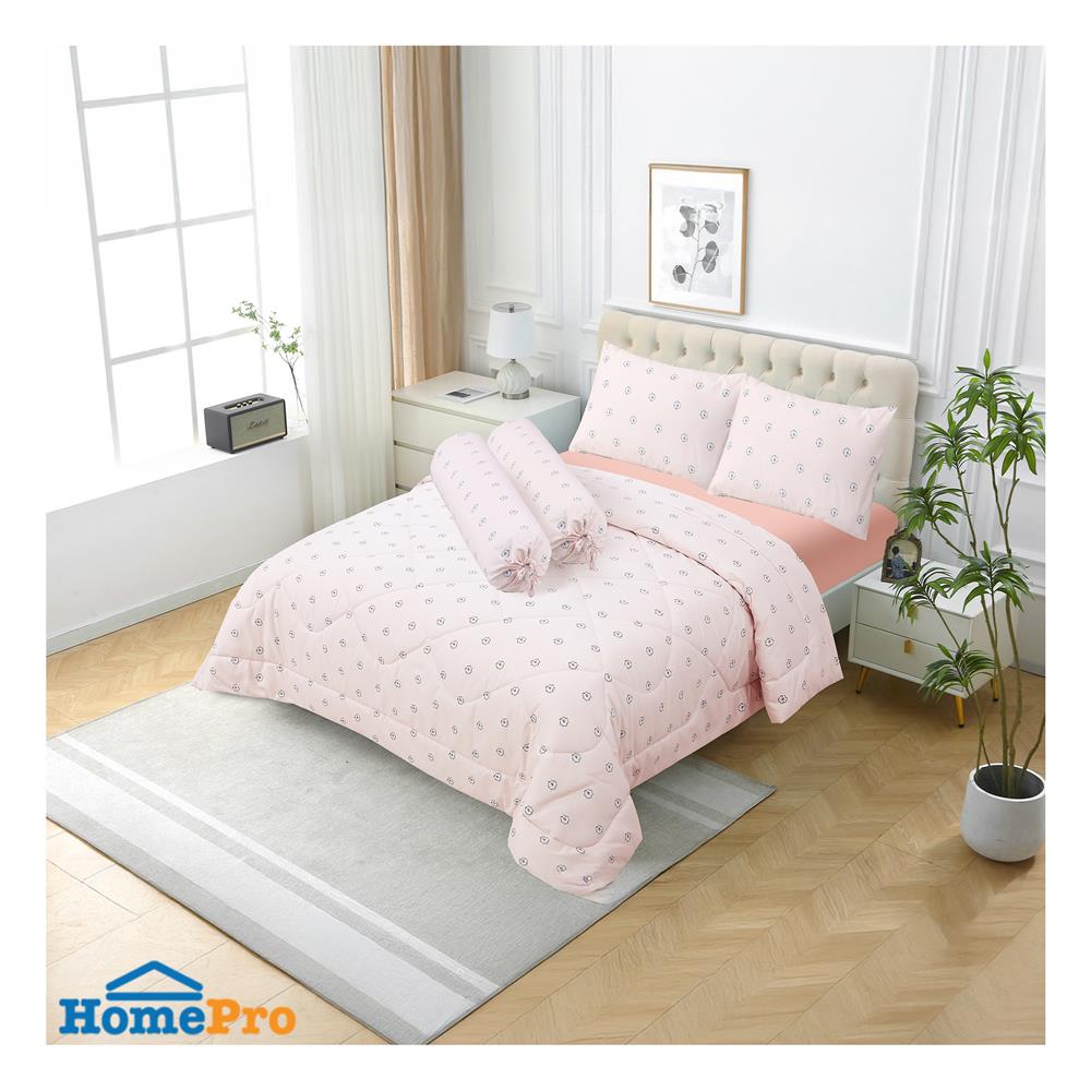 ชุดผ้าปูที่นอน 6 ฟุต (ชุด 6 ชิ้น) HOME LIVING STYLE SO BLOOM สี LIGHT PINK