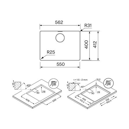 ซิงค์ฝัง 1 หลุม FRANKE MYX 210-55 เงิน_6