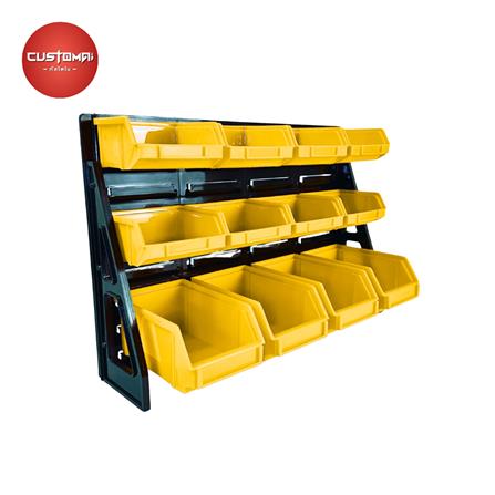 แผงแขวนพร้อมกล่องเครื่องมือใส่อะไหล่ CUSTOMAI 12 ชิ้น สีเหลือง_0