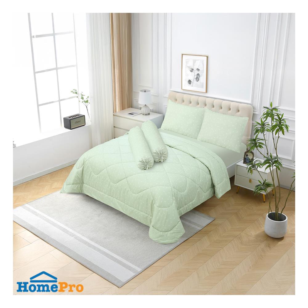 ชุดผ้าปูที่นอน 6 ฟุต (ชุด 6 ชิ้น) HOME LIVING STYLE SHADOW สี GREEN