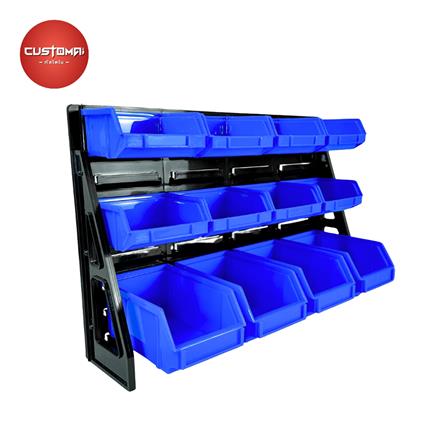แผงแขวนพร้อมกล่องเครื่องมือใส่อะไหล่ CUSTOMAI 12 ชิ้น สีน้ำเงิน_0