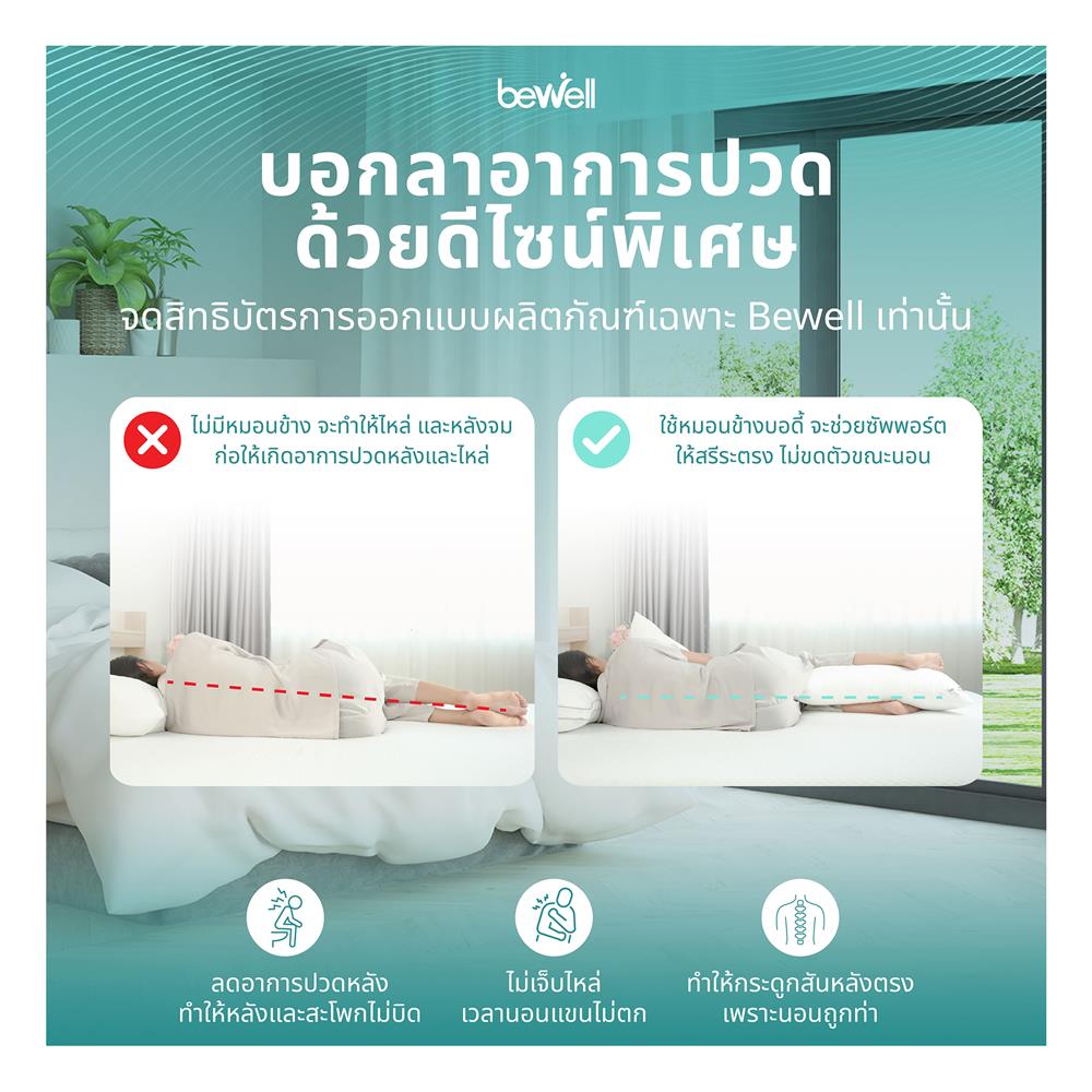 หมอน BODY ใยสังเคราะห์ BEWELL SWE14 40x150x25 ซม. สี WHITE