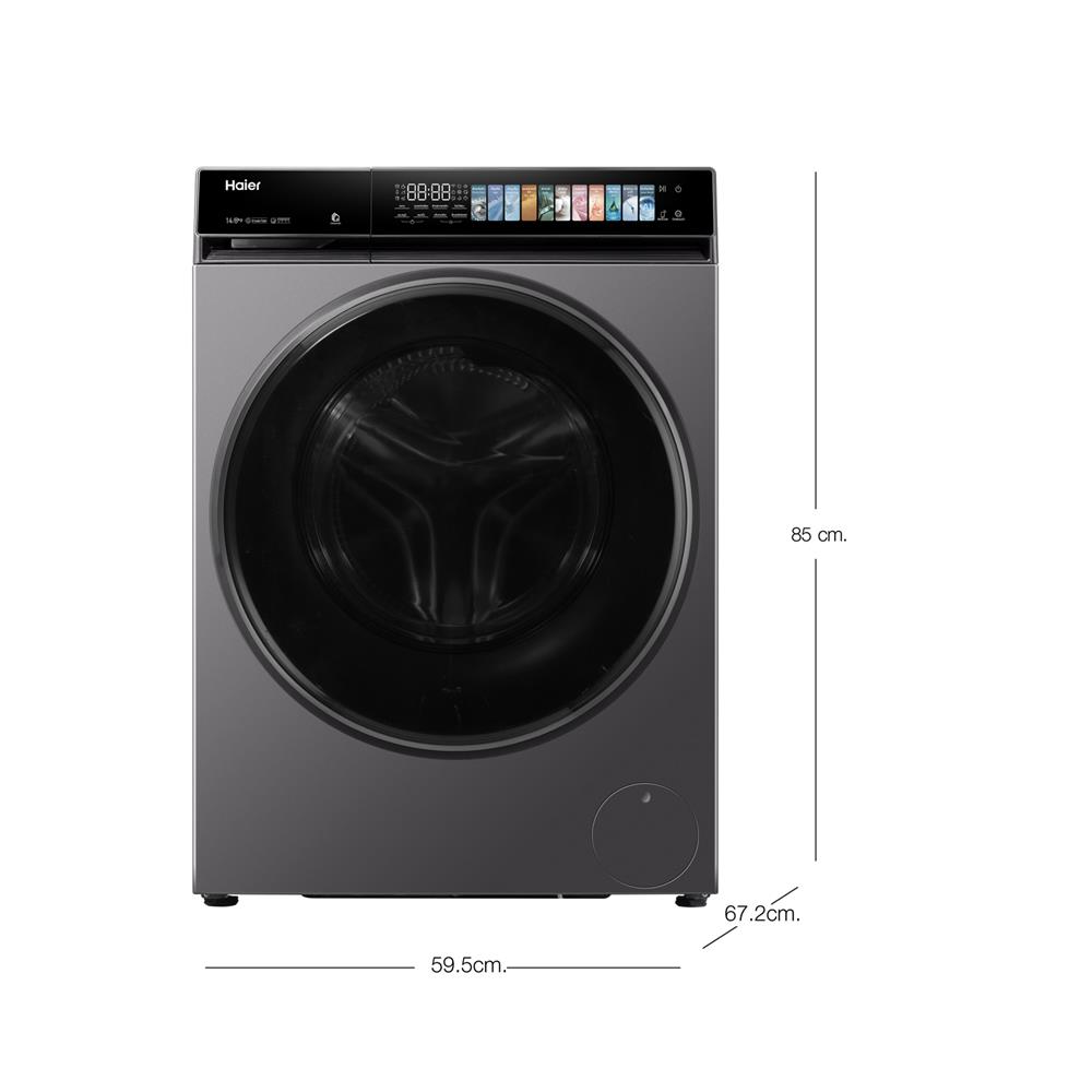 เครื่องซักอบผ้าฝาหน้า HAIER HWD140-BP14367S8U1 14/8 กก. 1400RPM อินเวอร์เตอร์ สีดำเงิน