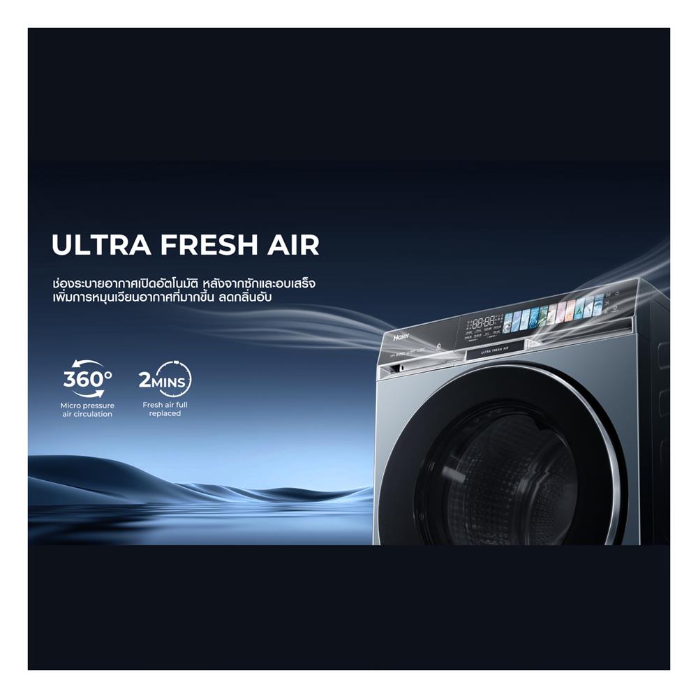เครื่องซักอบผ้าฝาหน้า HAIER HWD140-BPD14387GNU1 14/8 กก. 1400RPM อินเวอร์เตอร์ สีฟ้าครามเข้ม